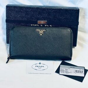Prada Large Black Saffiano Leather Wallet